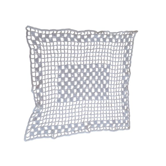 Vintage Grandma's Hand Crochet 14" Square Doily Handmade White Table Topper - Picture 7 of 7